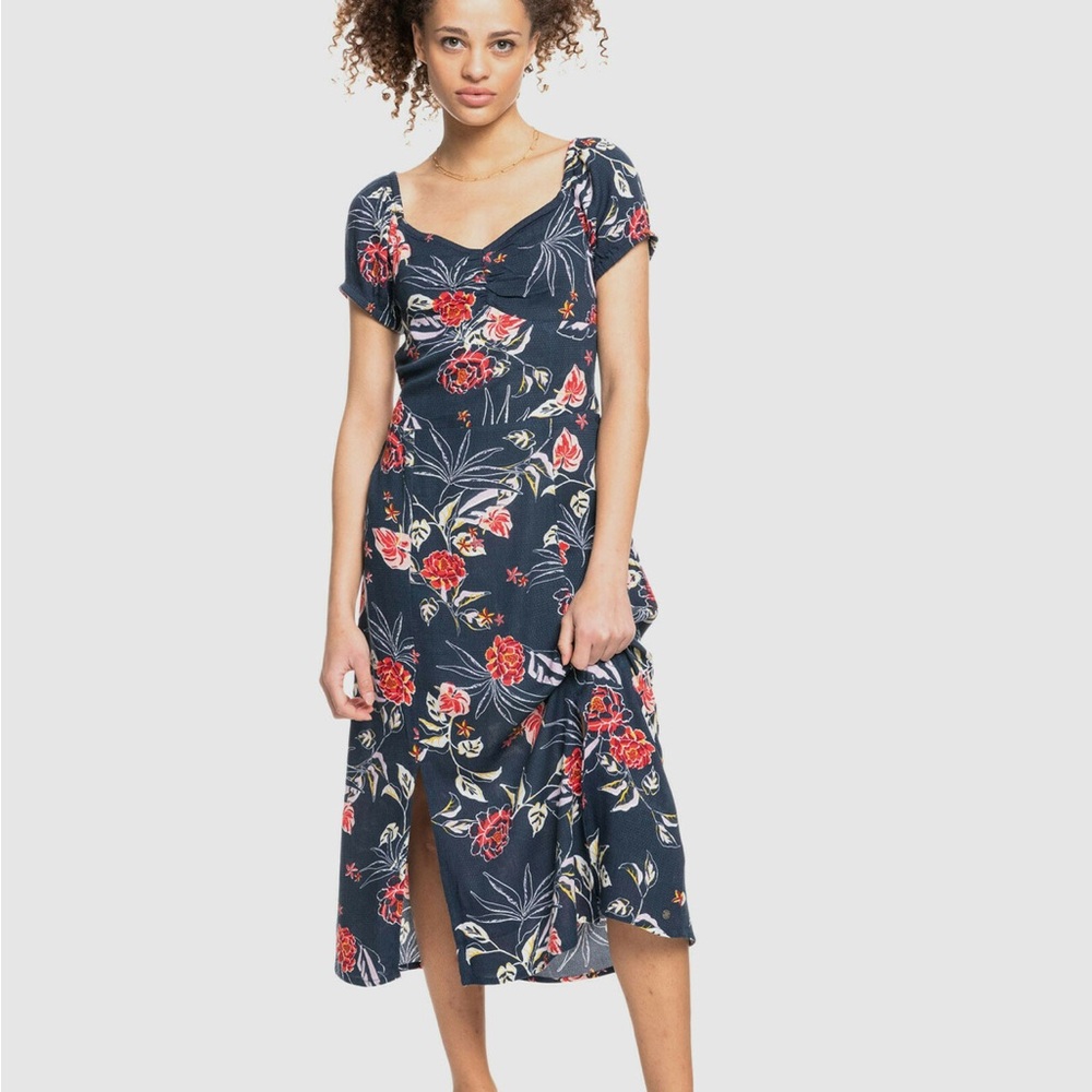 Roxy Soul Values Navy Floral Midi Dress